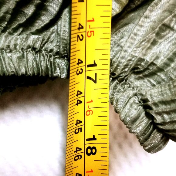 Zara Women's Shirt Size Medium Olive Green Crop Top Textured Puff Sleeve Top - Picture 8 of 9